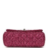 Chanel Mini Rectangular Flap Bag Dark Pink Metallic Tweed Bouclé Brushed Silver Hardware - Thumbnail View 6