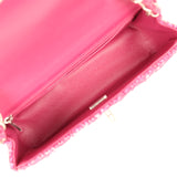 Chanel Mini Rectangular Flap Bag Dark Pink Metallic Tweed Bouclé Brushed Silver Hardware - Thumbnail View 8