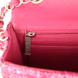 Chanel Mini Rectangular Flap Bag Dark Pink Metallic Tweed Bouclé Brushed Silver Hardware - Thumbnail View 9