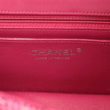 Chanel Mini Rectangular Flap Bag Dark Pink Metallic Tweed Bouclé Brushed Silver Hardware - Thumbnail View 10