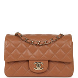 Chanel Mini Classic Rectangular Flap Bag Caramel Lambskin Light Gold Hardware - Thumbnail View 1