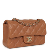Chanel Mini Classic Rectangular Flap Bag Caramel Lambskin Light Gold Hardware - Thumbnail View 2