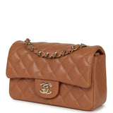 Chanel Mini Classic Rectangular Flap Bag Caramel Lambskin Light Gold Hardware - Thumbnail View 5