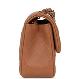 Chanel Mini Classic Rectangular Flap Bag Caramel Lambskin Light Gold Hardware - Thumbnail View 3