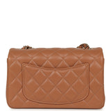 Chanel Mini Classic Rectangular Flap Bag Caramel Lambskin Light Gold Hardware - Thumbnail View 4