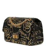 Pre-owned Chanel Mini Graffiti Reissue 224 2.55 Flap Bag Black, Gold Croc Embossed Calfskin Brushed Gold Hardware - Thumbnail View 5