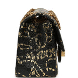 Pre-owned Chanel Mini Graffiti Reissue 224 2.55 Flap Bag Black, Gold Croc Embossed Calfskin Brushed Gold Hardware - Thumbnail View 3