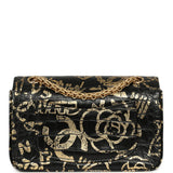 Pre-owned Chanel Mini Graffiti Reissue 224 2.55 Flap Bag Black, Gold Croc Embossed Calfskin Brushed Gold Hardware - Thumbnail View 4