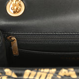 Pre-owned Chanel Mini Graffiti Reissue 224 2.55 Flap Bag Black, Gold Croc Embossed Calfskin Brushed Gold Hardware - Thumbnail View 8