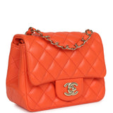 Chanel Mini Classic Square Flap Bag Orange Lambskin Gold Hardware - Thumbnail View 2
