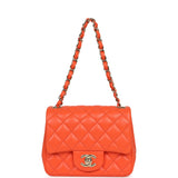Chanel Mini Classic Square Flap Bag Orange Lambskin Gold Hardware - Thumbnail View 7