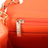 Chanel Mini Classic Square Flap Bag Orange Lambskin Gold Hardware - Thumbnail View 9