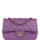 Pre-owned Chanel Mini Rectangular Flap Bag Purple Lambskin Light Gold Hardware - Thumbnail View 1