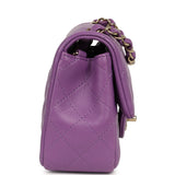 Pre-owned Chanel Mini Rectangular Flap Bag Purple Lambskin Light Gold Hardware - Thumbnail View 3