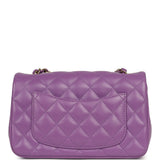 Pre-owned Chanel Mini Rectangular Flap Bag Purple Lambskin Light Gold Hardware - Thumbnail View 4