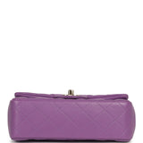 Pre-owned Chanel Mini Rectangular Flap Bag Purple Lambskin Light Gold Hardware - Thumbnail View 6