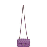 Pre-owned Chanel Mini Rectangular Flap Bag Purple Lambskin Light Gold Hardware - Thumbnail View 7