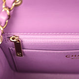 Pre-owned Chanel Mini Rectangular Flap Bag Purple Lambskin Light Gold Hardware - Thumbnail View 8