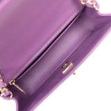 Pre-owned Chanel Mini Rectangular Flap Bag Purple Lambskin Light Gold Hardware - Thumbnail View 10