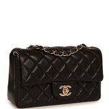 Pre-owned Chanel Mini Classic Rectangular Flap Bag Black Lambskin Light Gold Hardware - Thumbnail View 2