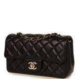 Pre-owned Chanel Mini Classic Rectangular Flap Bag Black Lambskin Light Gold Hardware - Thumbnail View 5