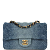Chanel Mini Rectangular Flap Bag Blue Ombre Denim Brushed Gold Hardware - Thumbnail View 1