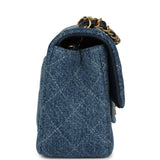 Chanel Mini Rectangular Flap Bag Blue Ombre Denim Brushed Gold Hardware - Thumbnail View 3
