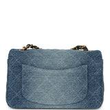 Chanel Mini Rectangular Flap Bag Blue Ombre Denim Brushed Gold Hardware - Thumbnail View 4
