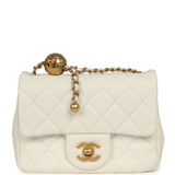 Chanel Mini Square Pearl Crush Flap Bag White Lambskin Antique Gold Hardware - Thumbnail View 1