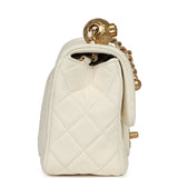 Chanel Mini Square Pearl Crush Flap Bag White Lambskin Antique Gold Hardware - Thumbnail View 3