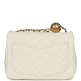 Chanel Mini Square Pearl Crush Flap Bag White Lambskin Antique Gold Hardware - Thumbnail View 4
