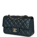 Pre-owned Chanel Mini Classic Rectangular Flap Bag Blue Iridescent Caviar Light Gold Hardware - Thumbnail View 5