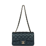 Pre-owned Chanel Mini Classic Rectangular Flap Bag Blue Iridescent Caviar Light Gold Hardware - Thumbnail View 7