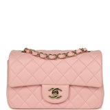 Chanel Mini Classic Rectangular Flap Bag Light Pink Lambskin Light Gold Hardware - Thumbnail View 1