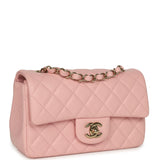 Chanel Mini Classic Rectangular Flap Bag Light Pink Lambskin Light Gold Hardware - Thumbnail View 2