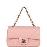 Chanel Mini Classic Rectangular Flap Bag Light Pink Lambskin Light Gold Hardware - Thumbnail View 7