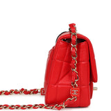 Chanel Monacoco Mini Square Flap Bag Red Lambskin Light Gold Hardware - Thumbnail View 3