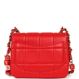 Chanel Monacoco Mini Square Flap Bag Red Lambskin Light Gold Hardware - Thumbnail View 4