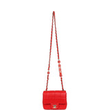 Chanel Monacoco Mini Square Flap Bag Red Lambskin Light Gold Hardware - Thumbnail View 7