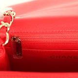 Chanel Monacoco Mini Square Flap Bag Red Lambskin Light Gold Hardware - Thumbnail View 9