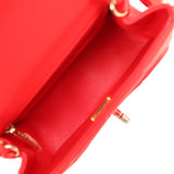 Chanel Monacoco Mini Square Flap Bag Red Lambskin Light Gold Hardware - Thumbnail View 11