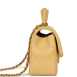 Chanel Mini Rectangular Flap with Top Handle Yellow Lambskin Light Gold Hardware - Thumbnail View 3