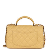 Chanel Mini Rectangular Flap with Top Handle Yellow Lambskin Light Gold Hardware - Thumbnail View 4