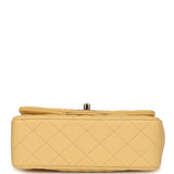Chanel Mini Rectangular Flap with Top Handle Yellow Lambskin Light Gold Hardware - Thumbnail View 6