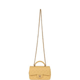 Chanel Mini Rectangular Flap with Top Handle Yellow Lambskin Light Gold Hardware - Thumbnail View 7