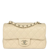 Chanel Mini Classic Rectangular Flap Bag Ivory Lambskin Light Gold Hardware - Thumbnail View 1