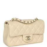 Chanel Mini Classic Rectangular Flap Bag Ivory Lambskin Light Gold Hardware - Thumbnail View 2
