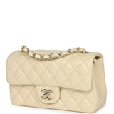 Chanel Mini Classic Rectangular Flap Bag Ivory Lambskin Light Gold Hardware - Thumbnail View 5