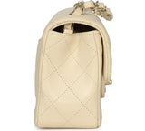 Chanel Mini Classic Rectangular Flap Bag Ivory Lambskin Light Gold Hardware - Thumbnail View 3