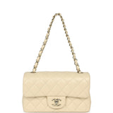 Chanel Mini Classic Rectangular Flap Bag Ivory Lambskin Light Gold Hardware - Thumbnail View 7
